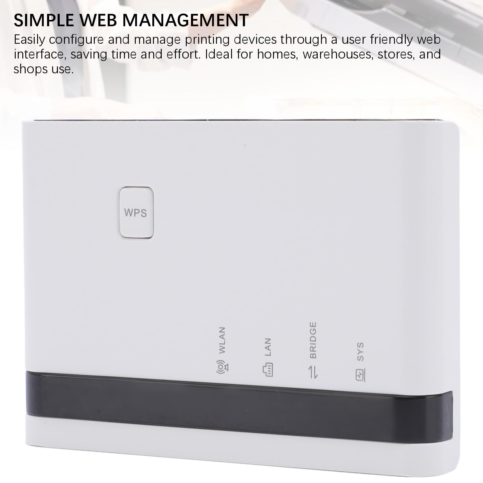 Luocute Serveur d'impression USB LAN 10/100 Mbps Support 4 Imprimantes Réseau sans Fil 2,4 G Prise UE