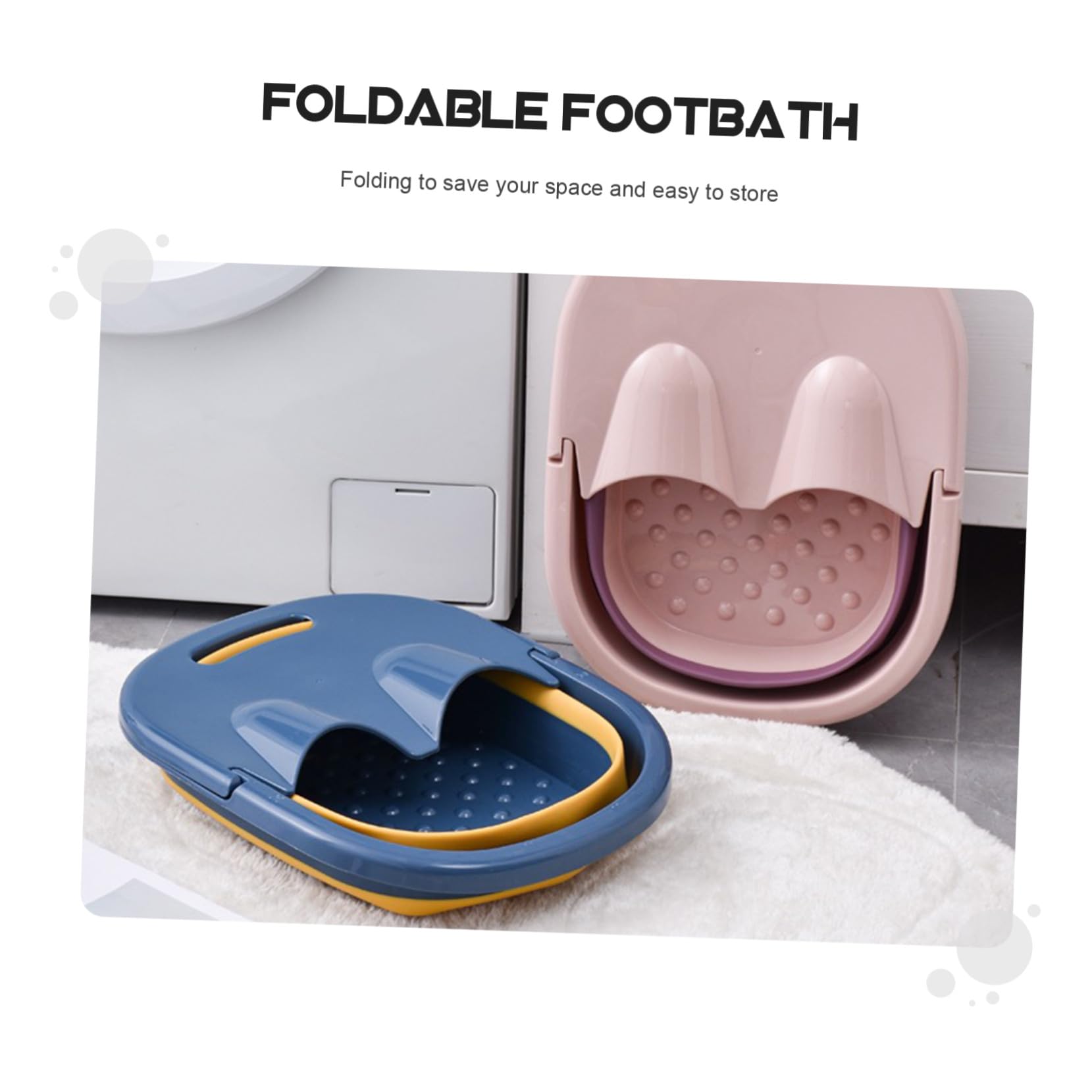 Hohopeti Cubeta Plegable para Remojo de Pies con Masaje Acupuntura Soporte Estable para Uso Doméstico Familia y Color Azul Profundo