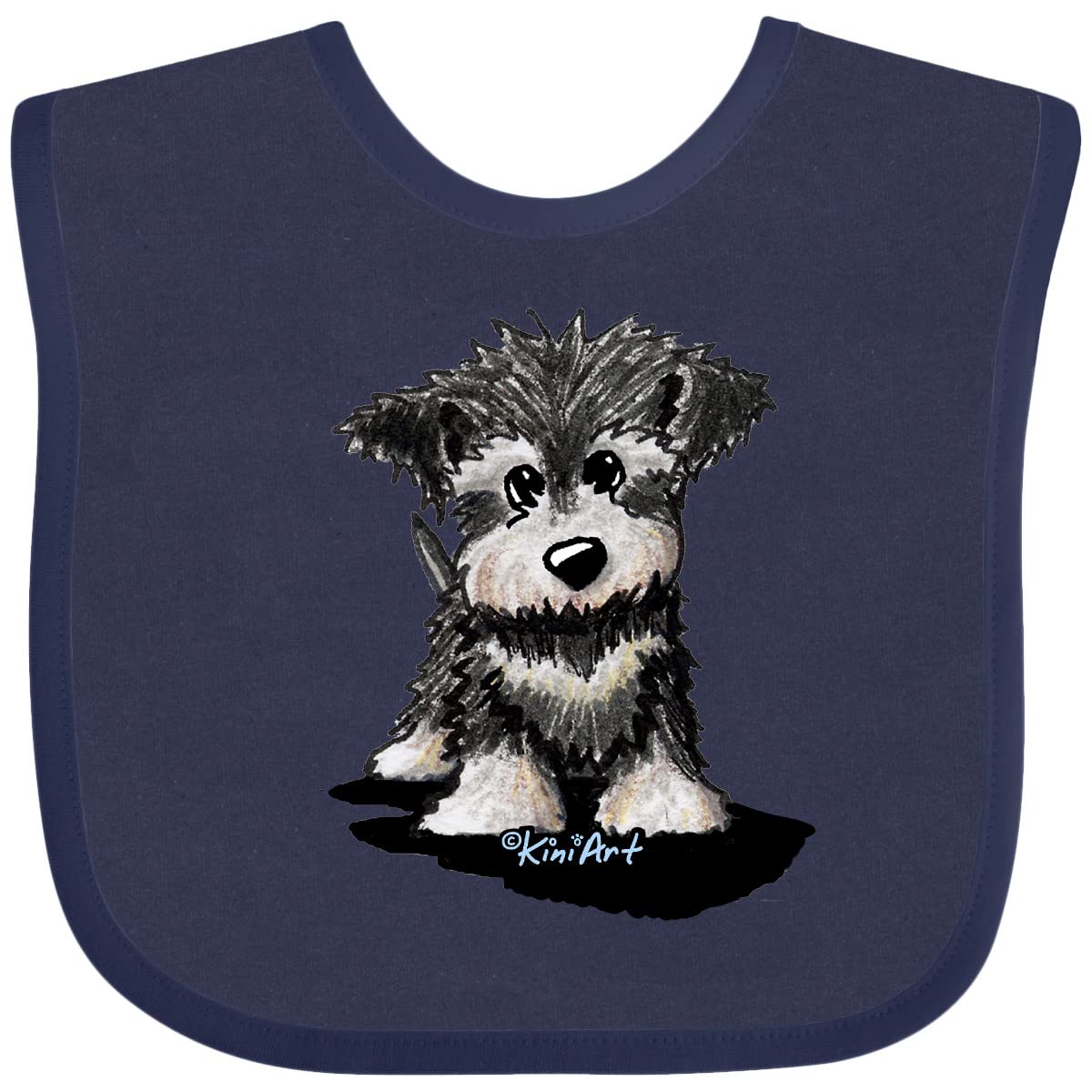 inktastic Schnauzer Pup Baby Bib Navy Blue - KiniArt 373d