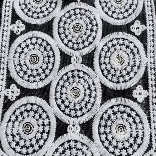 Image of Women's Embroidery Desing Net Fabric Neck Applique Stiching Patch (White, Desing-6)