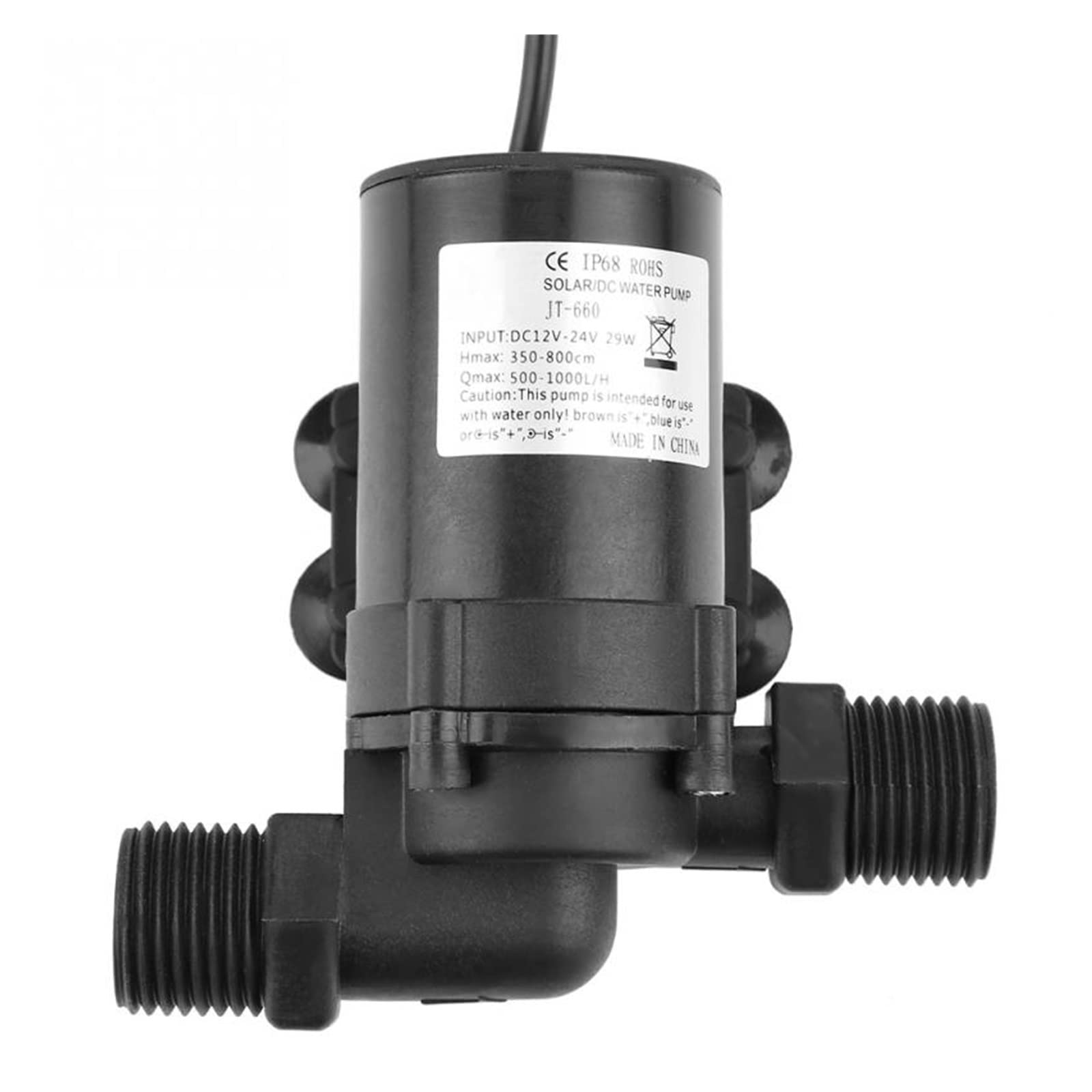 Mini bomba de agua sin escobillas DC 24V – JT-660D-24 bomba sumergible para calentador de agua solar, acuarios- 500-1000L/H tasa de flujo