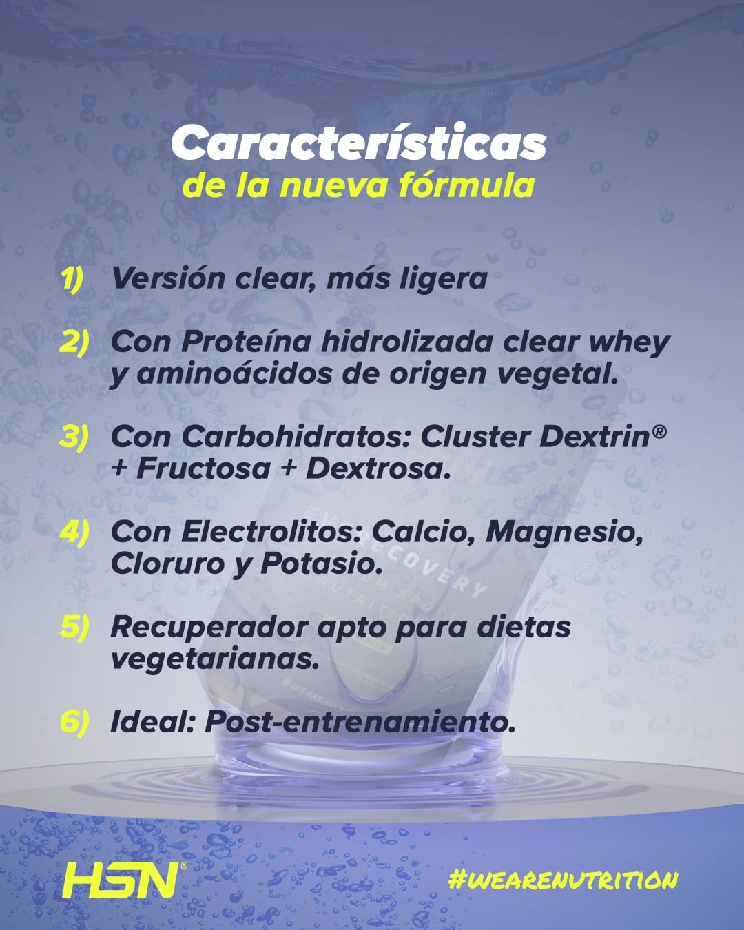 HSN Recuperador Evorecovery | Grosella 2Kg | Batido Post Entreno con Proteína Hidrolizada Clear Aminoácidos Carbohidratos Sales Minerales | No Incluye Dosificador | No-GMO Vegetariano Sin Gluten