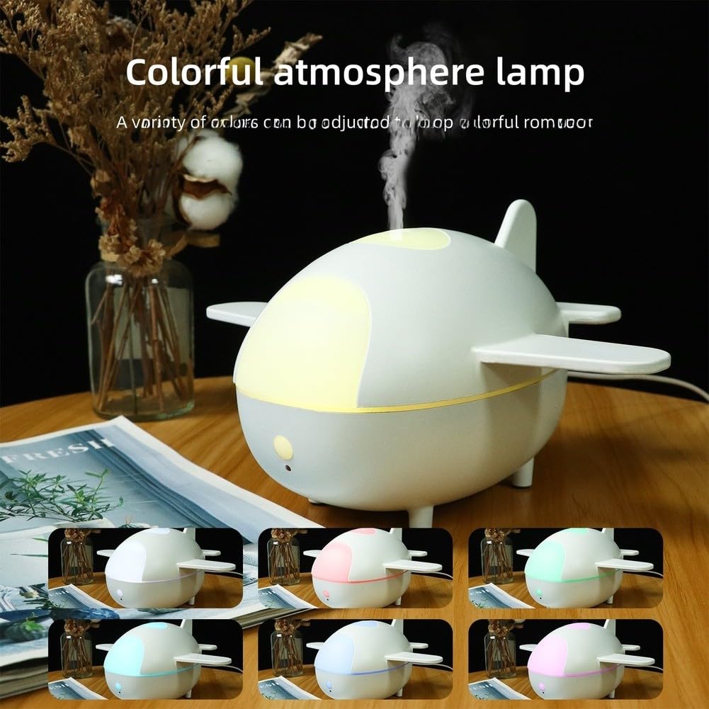 Diffuseur d'arômes d'avion avec télécommande - 300 ml - Diffuseur électrique d'huiles essentielles pour chambre à coucher - Humidificateur silencieux avec 7 lumières LED