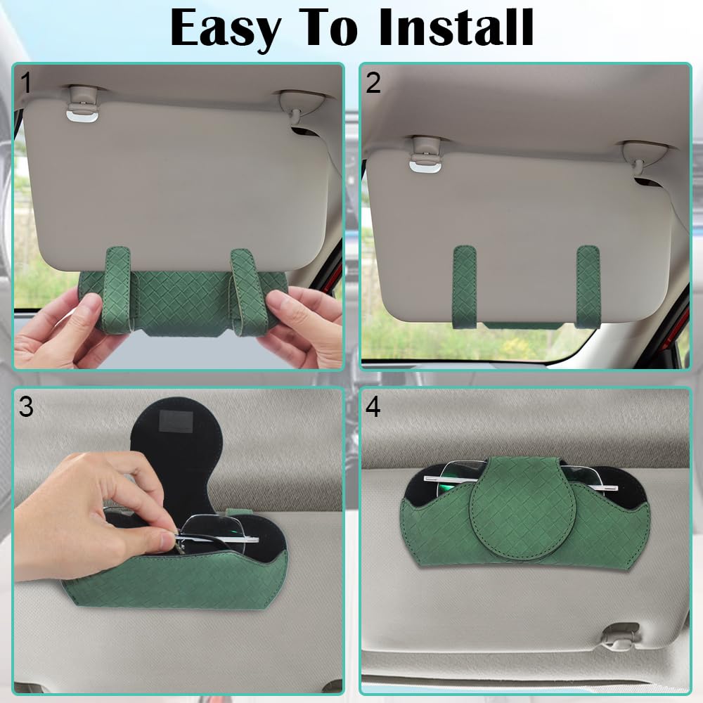 Porta Occhiali Da Sole Per Visiera Auto - 2 Pezzi In Pelle Con Chiusura Magnetica - Foto 3