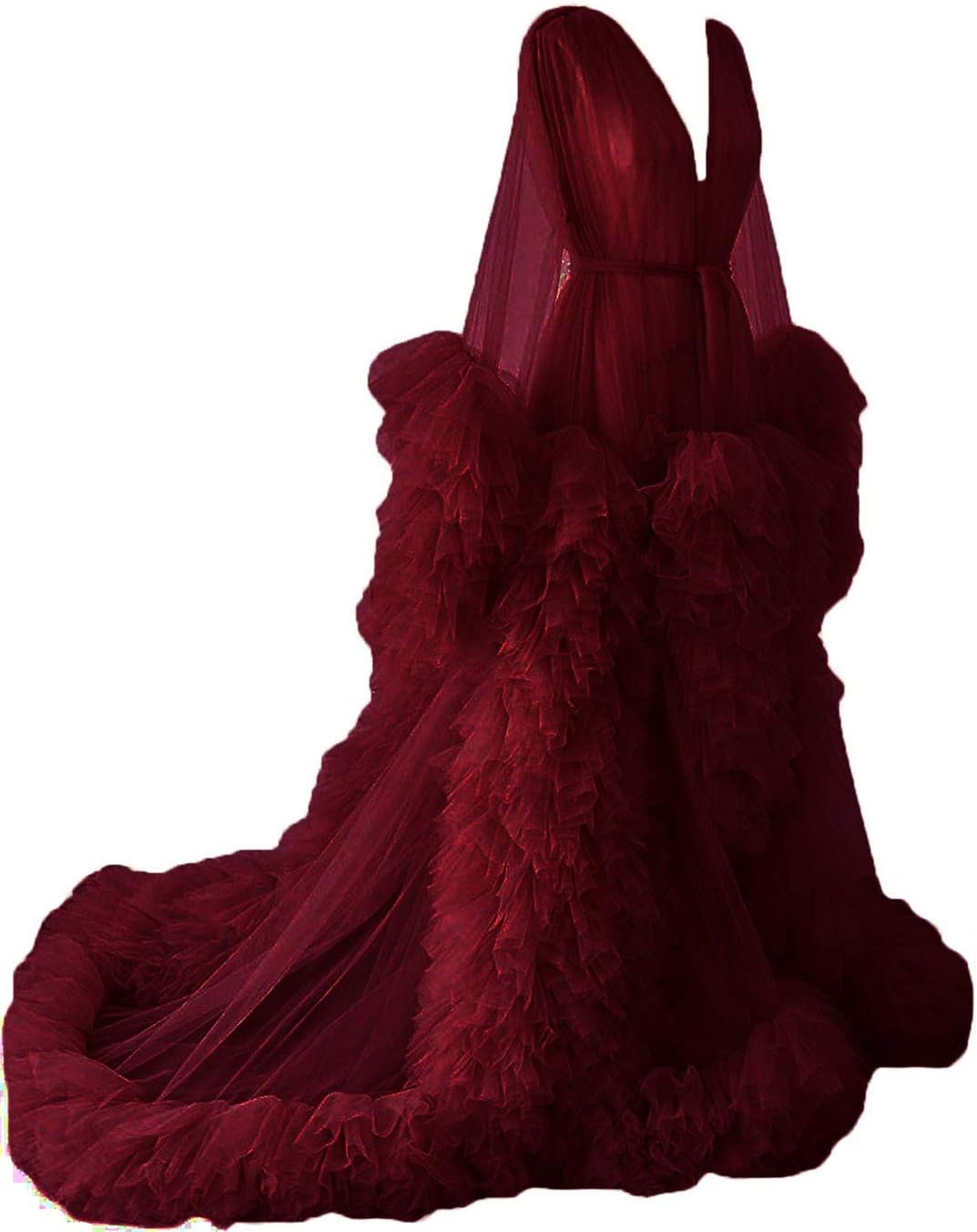 KelaixiangTulle Robe Long Lingerie Bridal Dressing Gown Puffy Nightgown Photoshoot