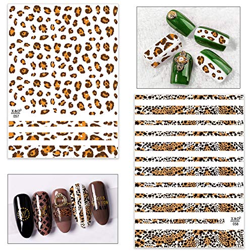 9 Blatt Leopardenmuster Nagelsticker, 1300+ PCS Nail Art Sticker Sexy Tierdrucke Nagel Aufkleber Selbstklebend… – Bild 5