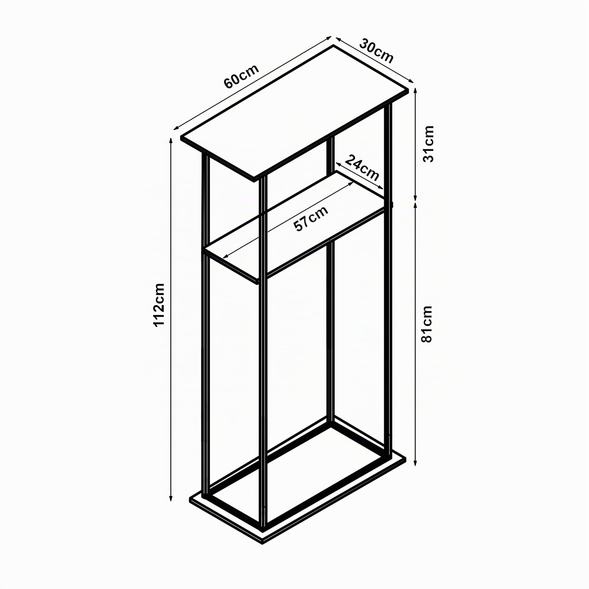 [en.casa] Kaminholzregal Turku Feuerholzständer mit 3 Ablagen Holzlager aus Stahl Brennholzregal Holzunterstand Brennholzständer für Innen 60x30x112cm Schwarz