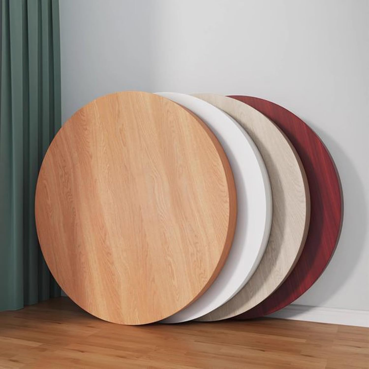 Round Countertop Wooden DIY Replacement Tabletop Countertop for Dining Table Coffee Tabletop 12MM Thickness 4 Colors to Choose from(Red Walnut Color,24"(60cm))