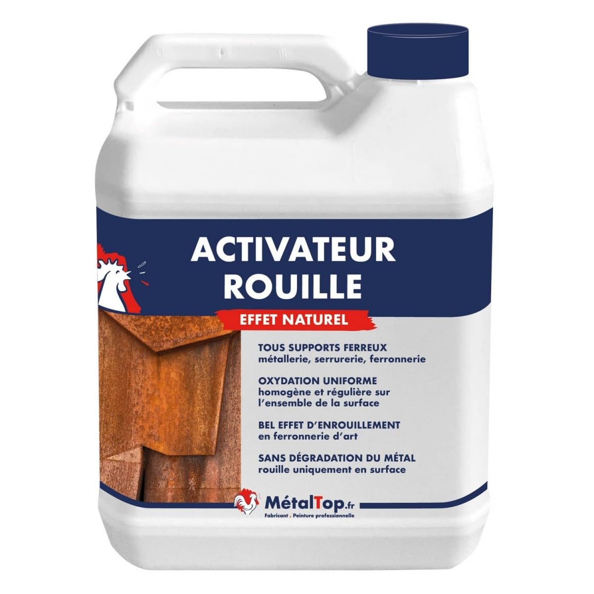 Metaltop - Activateur Rouille - 5 L - Accélérateur de rouille pour acier corten, fer et métaux courants.