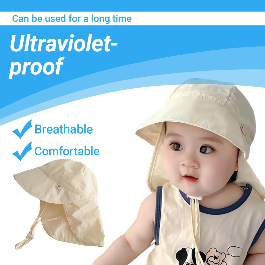 Unisex Bambino Secchio Regolabile Protezione Del Sole Cappello,Cappellino Neonata Estivo,Cappello Sole Neonato,Cappello Mare Neonato,Berretto Pescatore Neonato(Beige)