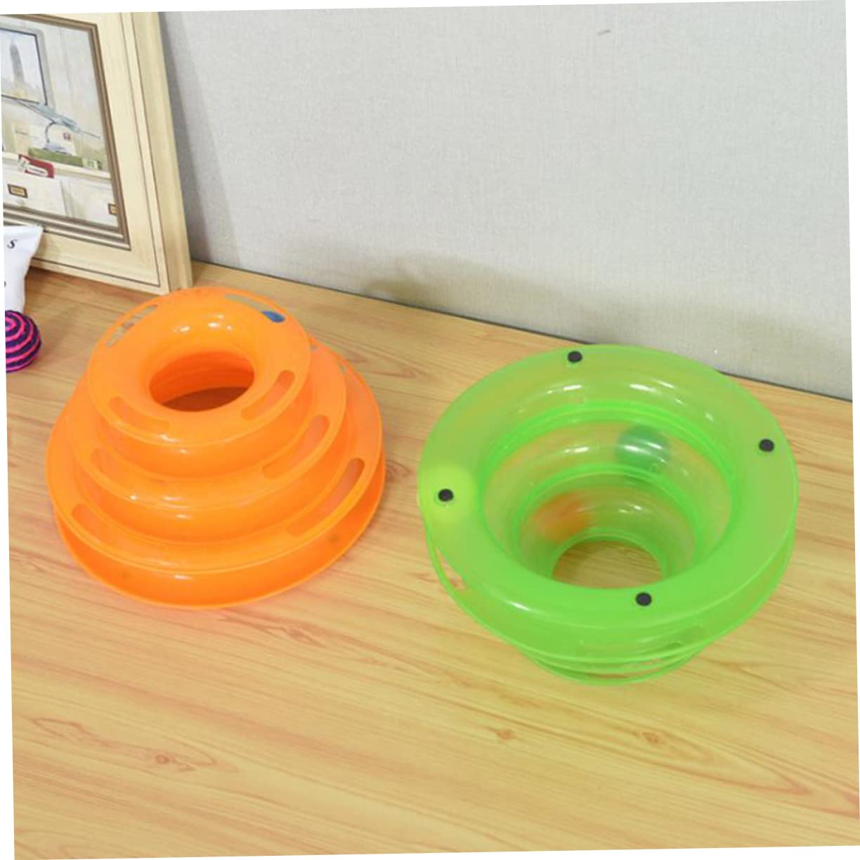 SUPVOX Jouet pour Chat Interactif À Trois Niveaux 25X25X13 Cm Plaque Ronde avec Piste De Roulette Stimule Agilité Et Exercice pour Chats Intérieurs