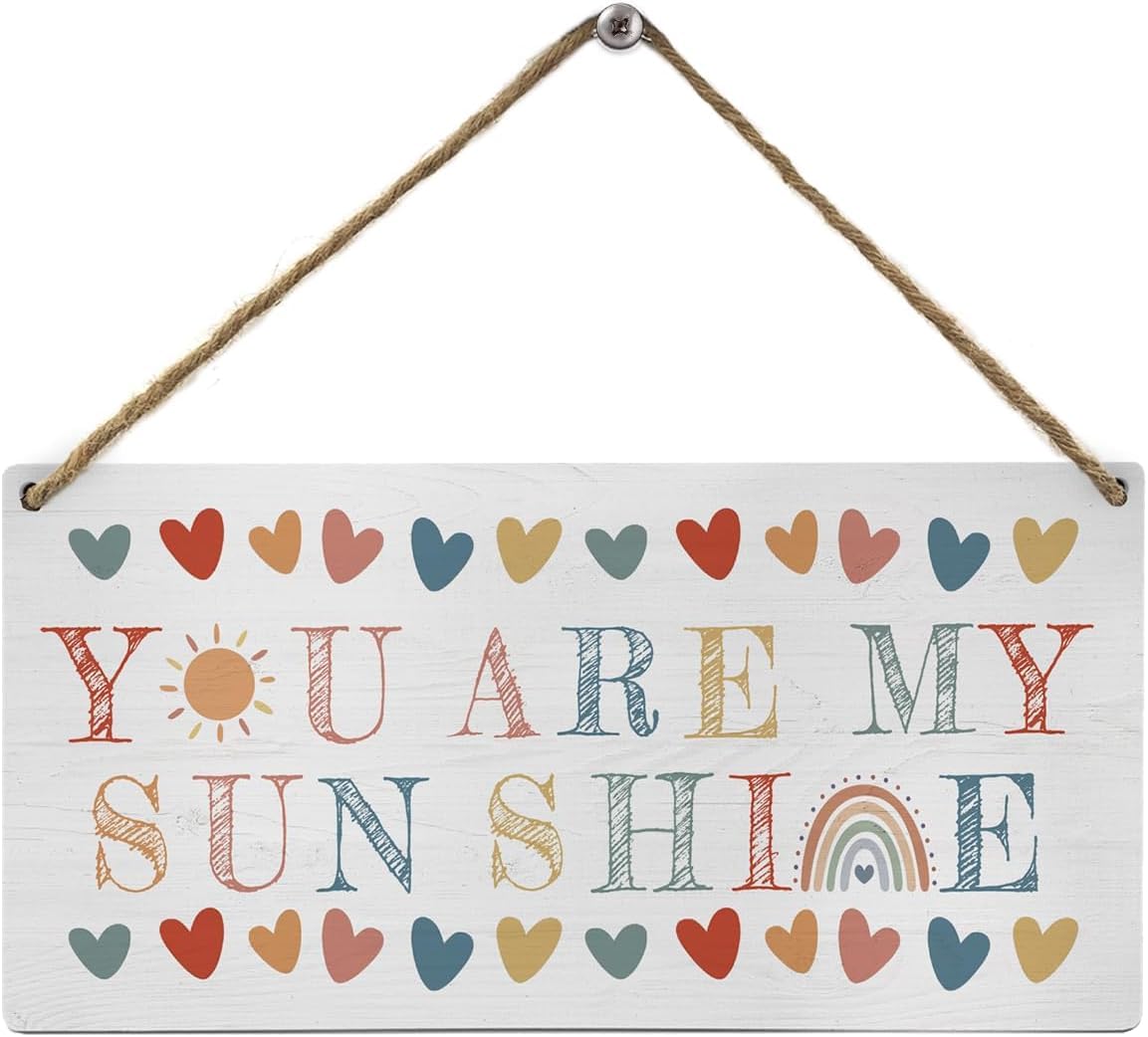 5x10 Inch Boho Classroom Nursery Wood Wall Decor,Inspirational You Are My Sunshine Wood Plaque Sign Wall Hanging For Nursery Home Kids Room Bedroom