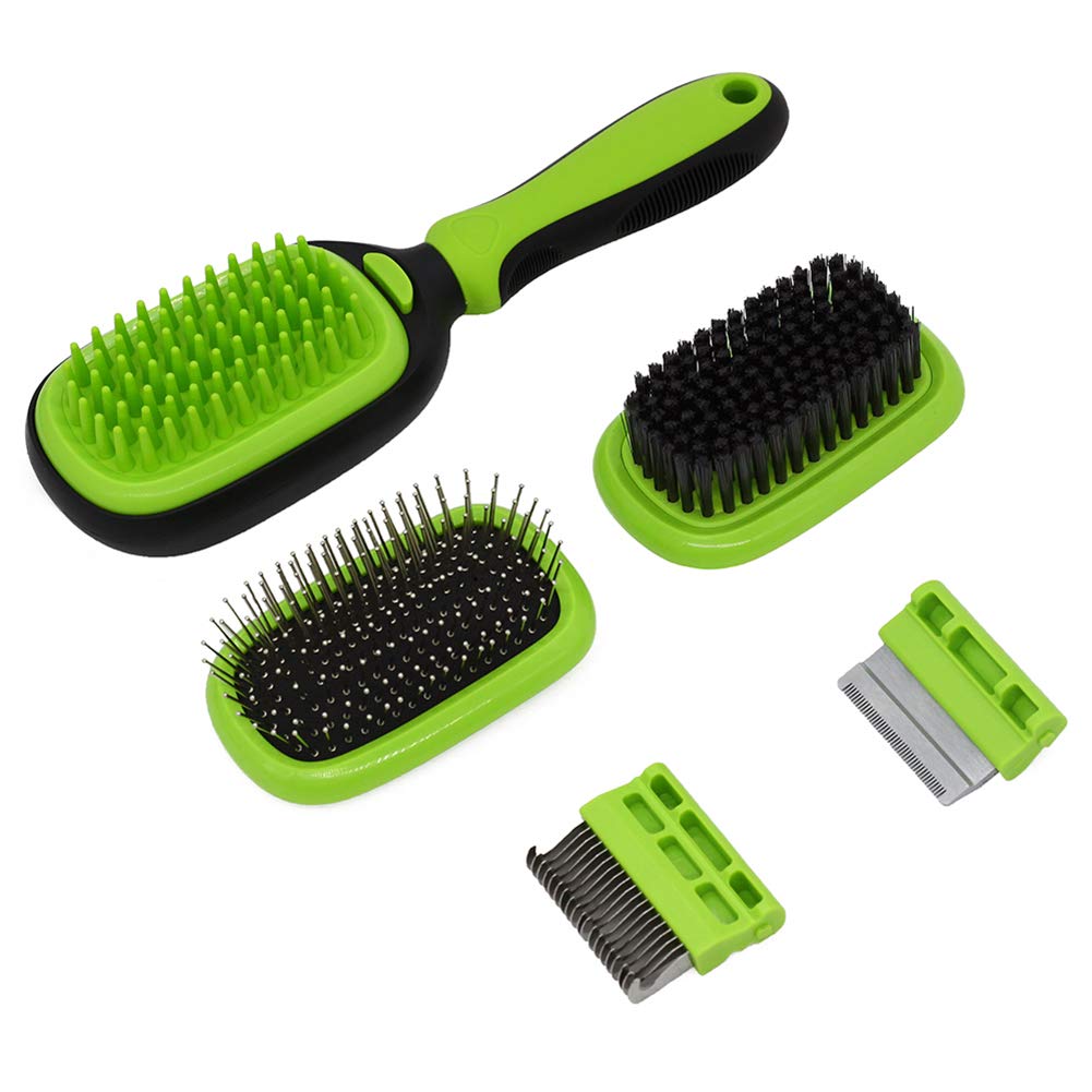 N A Dog Brush & Cat Brush Pet Grooming Comb 5 in 1 - for Fur Remove, Cleaning Stubborn Mats and Tangled
