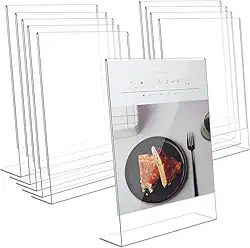 Displays L Expositor,Pacote com 10 Suportes Acrílicos em L Transparentes para Exposição de Produtos A4 (21x30cm),Display Elegante e Versátil para Lojas, Vitrines e Fotografia.