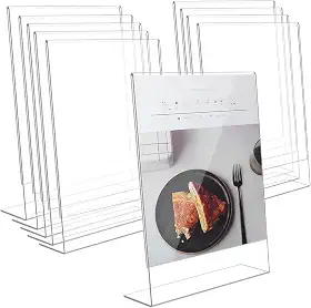 Displays L Expositor,Pacote com 10 Suportes Acrílicos em L Transparentes para Exposição de Produtos A4 (21x30cm),Display Elegante e Versátil para Lojas, Vitrines e Fotografia.