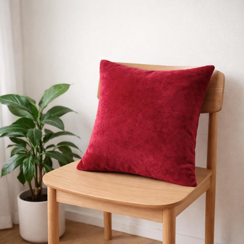 Rani Pink Velvet Cushion 12x12 Inch Pack of 6 | Soft Zip Cushion 4