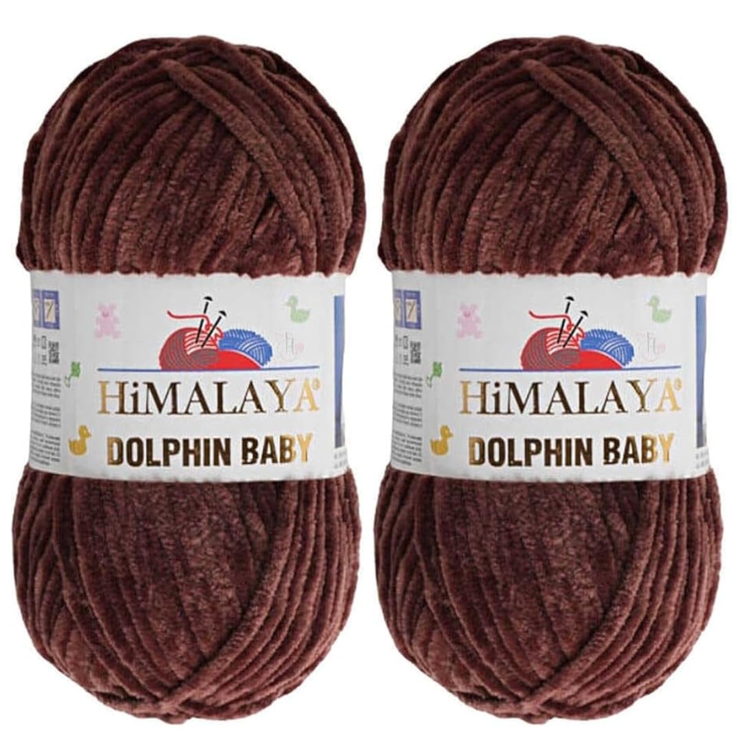 Himalaya Dolphin Baby Yarn 2 X 100g Skeins Super Bulky Yarn for Knitting/Crochet Ideal for Cardigans Shawls Blankets Hats and Home Textiles (2, 80366 Sand Brown)
