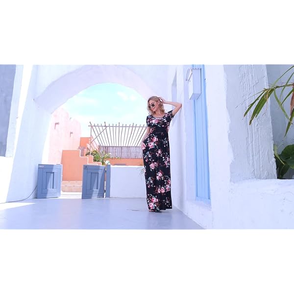 VIISHOW-Womens-Short-Sleeve-Floral-Dress-Loose-Plain-Maxi-Dresses-Casual-Long-Dresses-with-Pockets VIISHOW Women's Short Sleeve Loose Plain Maxi Dresses Casual Long Dresses with Pockets(Black, Large)