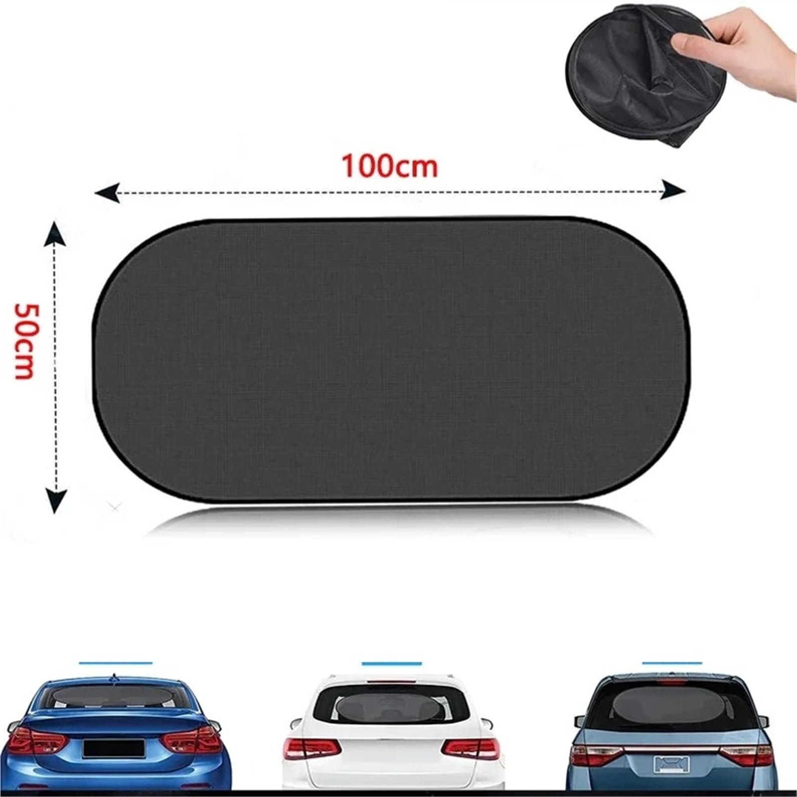 Parasoles Coche Parasol De Coche Protección UV Plegable para Ventana Trasera 100x50cm Visera Malla Universal con Ventosas