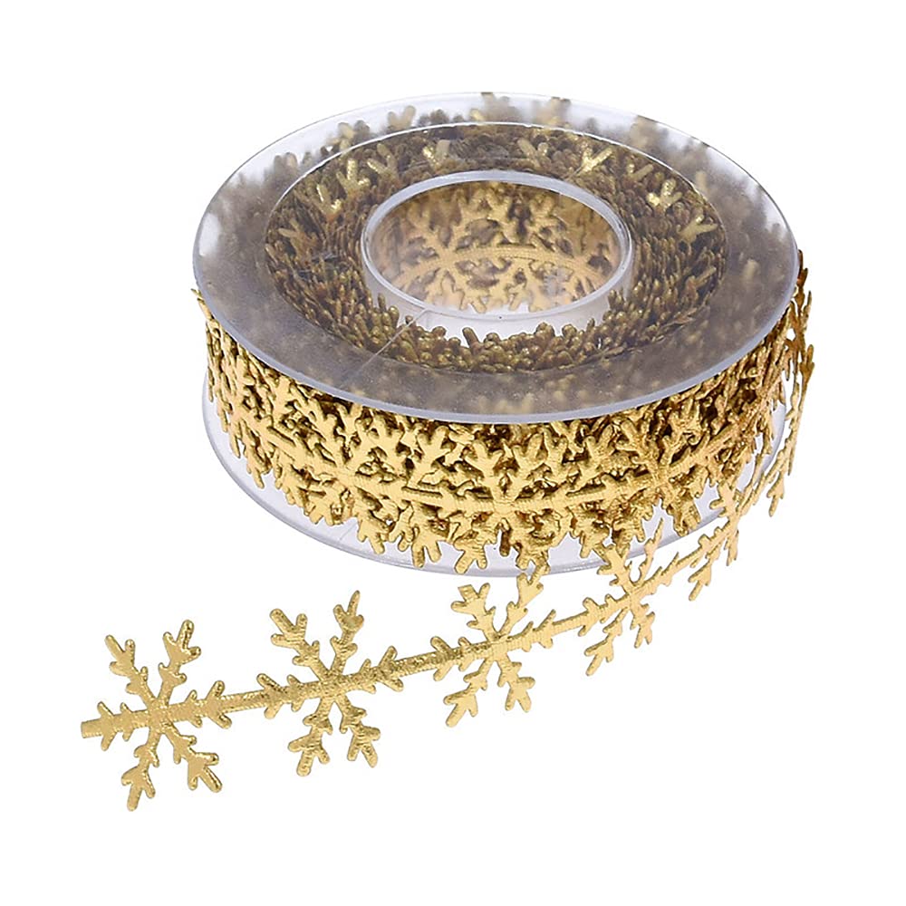 Basteldrahtband, Band Schneeflocke Trim Seil 10M Lange Blätter Streifen for DIY Handwerk Party Hochzeit(Gold)