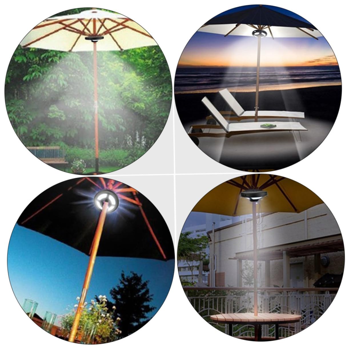 Lampe de Camping LED Multifonctionnelle pour Parasol Noir Abs