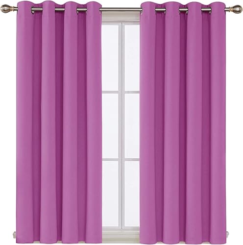 Miniatura 120 de Deconovo Darken - Cortina opaca con aislamiento térmico y ojales para sala de estar, 42 x 63 pulgadas, color blanco puro Negro,Beige claro,Azul