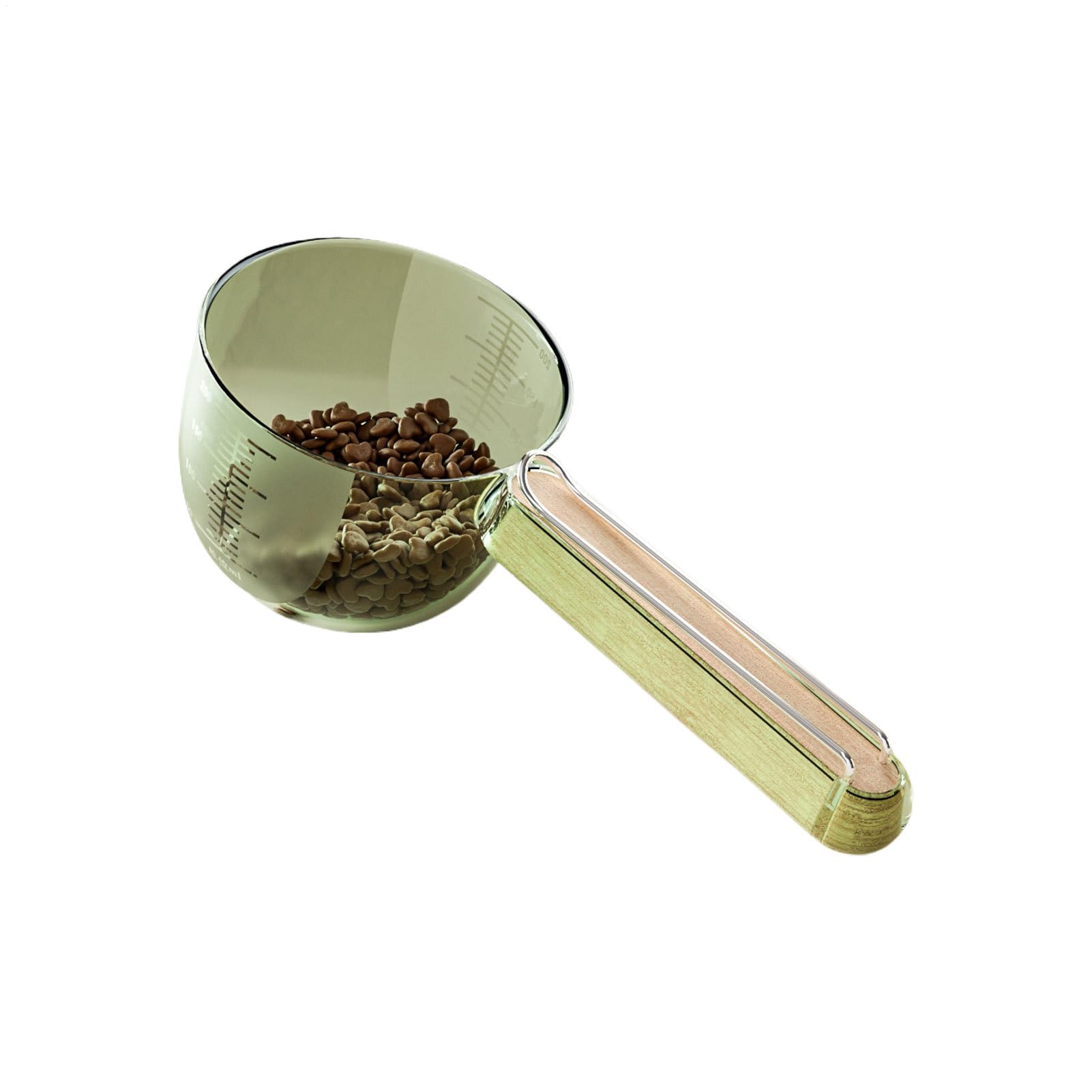 Pet Food Measuring Cup – Dog Cat Scoop, Wooden Handle Portion Tool | Sealing Clip Food Cup for Wet and Dry Meals, Kitchen Pet Supplies, Precise Food Dispenser for Home Feeding Routine, Travel Access