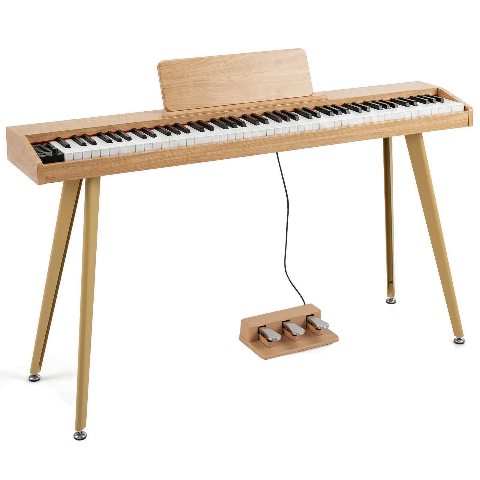 COSTWAY Piano Digital 88 Teclas,Piano Eléctrico Doméstico para Principiante | Teclado Musical Semicontrapesado con Atril, 3 Pedales, 80 Canciones de Demostración, 800 Tonos, 600 Ritmos y MIDI USB