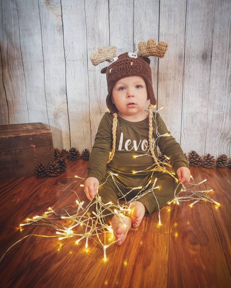 'Lush' Personalized Silky Long Sleeve Baby Romper -Gender Neutral2