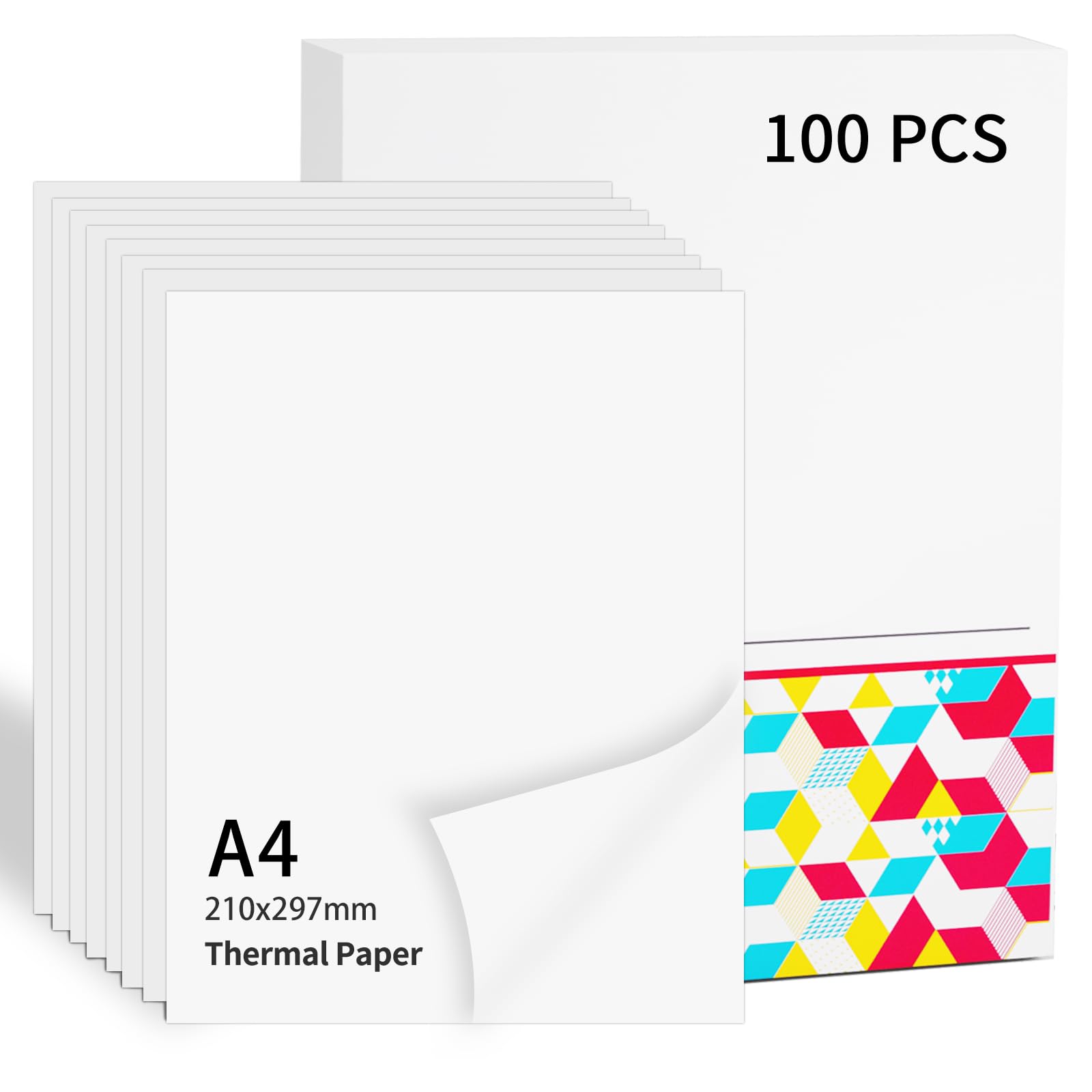 200 vellen thermisch papier A4, 210 x 297 mm, 70 g/m² zuiver hout, BPA-vrij, compatibel met de meeste A4 thermische printers, vleklijn, doorlopende druk