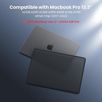 BlueSwan for MacBook Pro 13 inch Case M2 M1 Anti-Crack Frame, Frosted Black