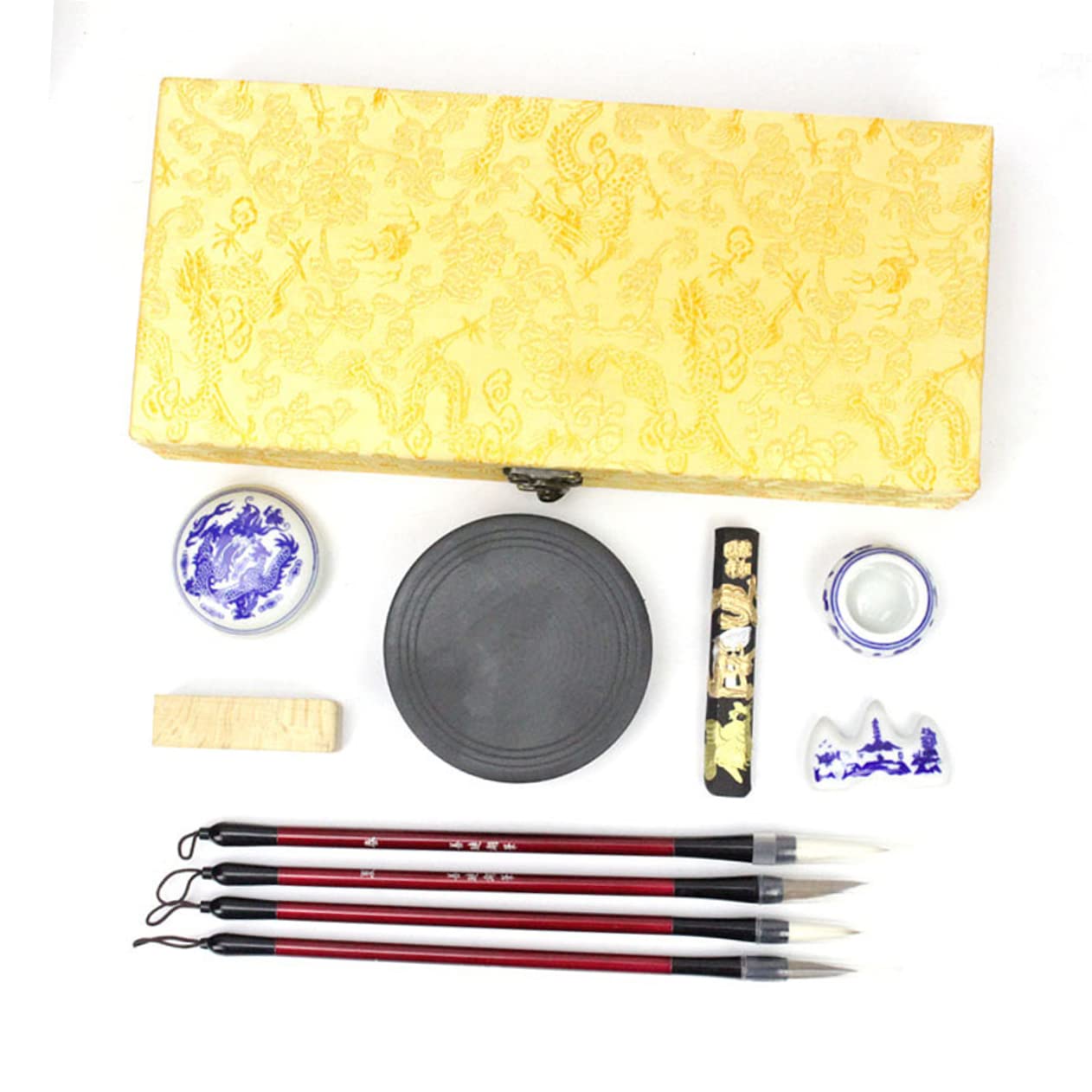 Set Calligrafia e Lettering per Studenti Principianti | Giallo, Legno e Wolf Hair, Adatto per Calligrafia e Regalo, Accessori per Studio