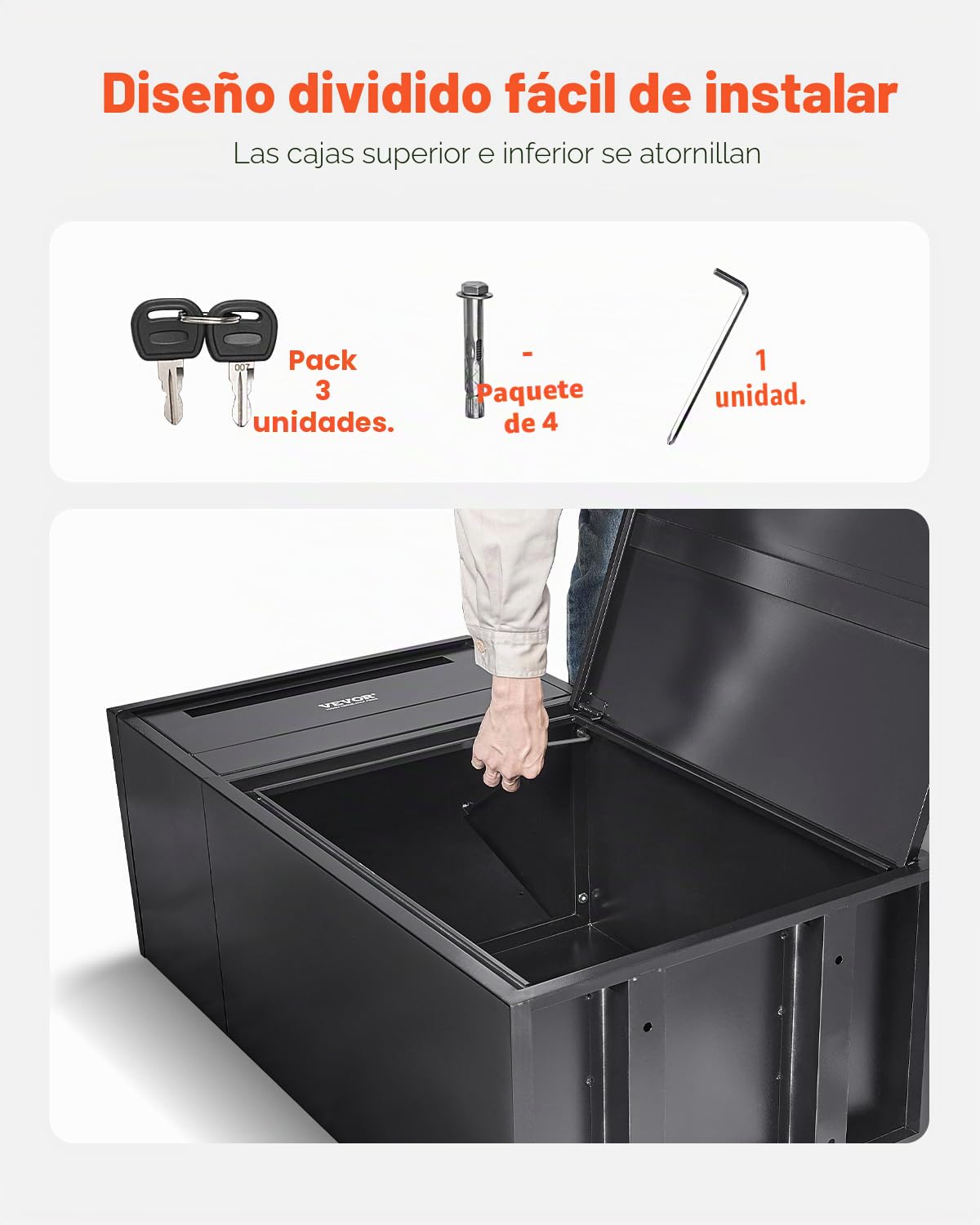 VEVOR Buzón de Correo para Paquetes de Exterior 500 x 325 x 909 mm Buzón con Cerradura de Acero Galvanizado con Diseño Antirrobo Resistente a la Intemperie para Hogar, Oficina, Porche, Negro