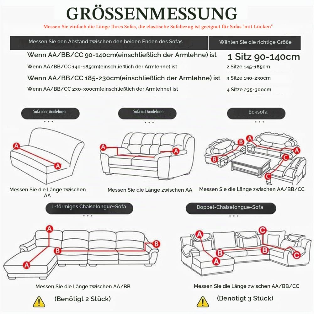 Generisch Sofa Überzug Sofabezug Sofaschoner 2 Sitzer, Sofa Bezug Couch Überwurf Stretch Sofa Cover 3 Sitzer Universal Couch Überzug Ecksofa L Form Couchbezug (Dunkelgrau, 3 SITZER)