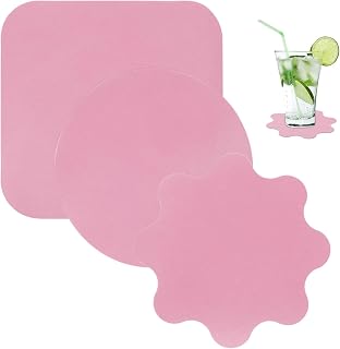 ONLYKXY 3pcs Mixed Shape Silicone Funny Coasters for Drinks Desk Decor,Cute Non-Slip Cup Mat Pastel Color Coffee Coaster for Table Home,Office,Bar,Kitchen,Hot & Cold Tea,Beer,Mugs,Cocktails (Pink)