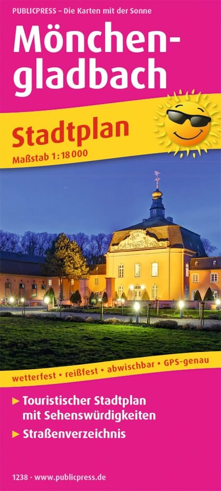 Mönchengladbach 1:18 000: Touristischer Stadtplan mit Sehenswürdigkeiten und Straßenverzeichnis