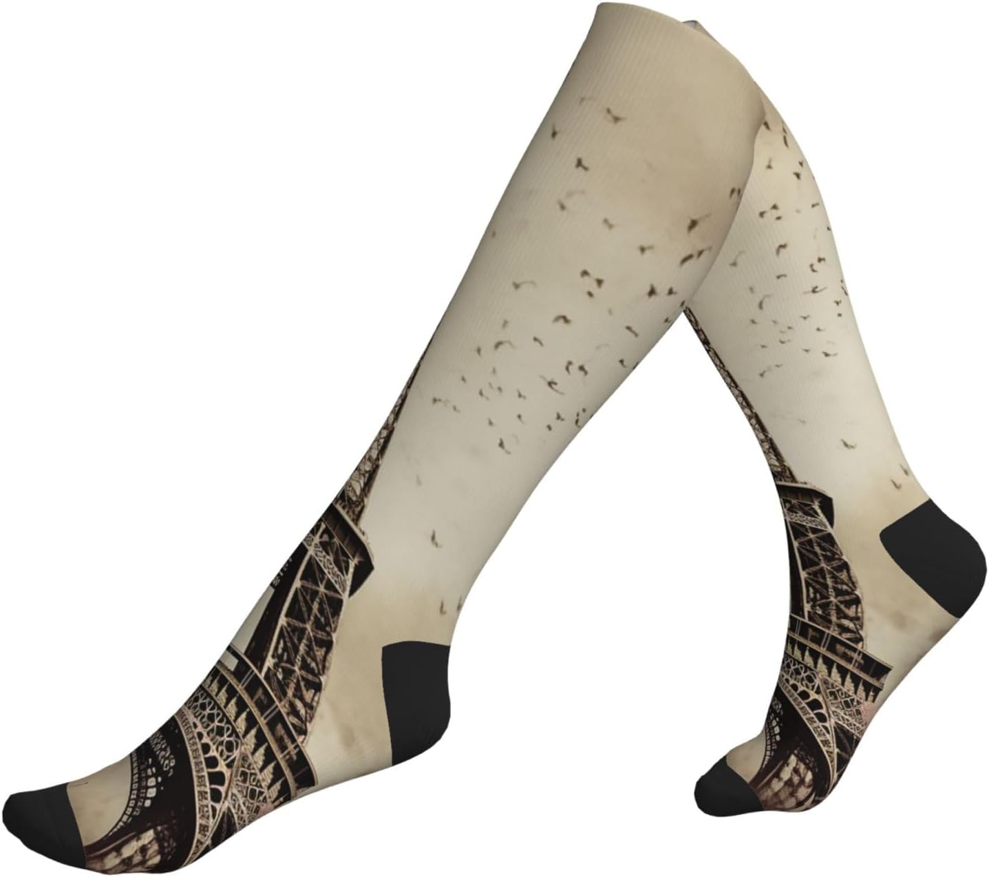 Vintage Eiffel Tower Compression Socks For Women Men 15-20mmhg Graduated Support Circulation Knee High Socks For Nurses Athletic