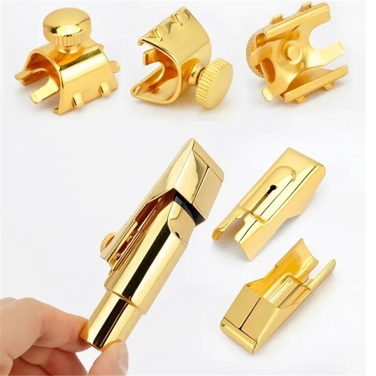 1PCS 5#/ 6#/ 7#/ 8#/ 9#e-flat Alto/Treble/tenorowy saksofon metalowy flet akcesoria usta ustnika Części saksofonu(Gold,5#)
