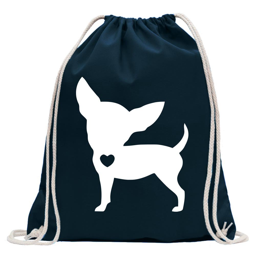Kiwistar Chihuahua Love Turnbeutel – Baumwoll-Rucksack Mit Ziehgurt, 37x46 Cm (12 Liter) – Lustiger Sportbeutel Für Schule, Fitness, Einkauf