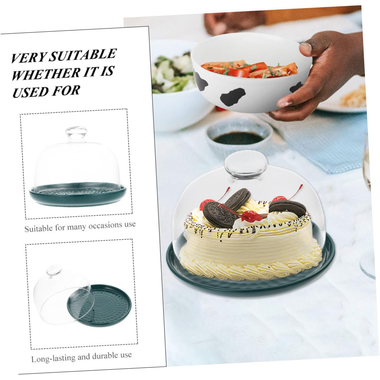 ABOOFAN Plato de Pastel Verde de Vidrio, 1 Juego, para Postres