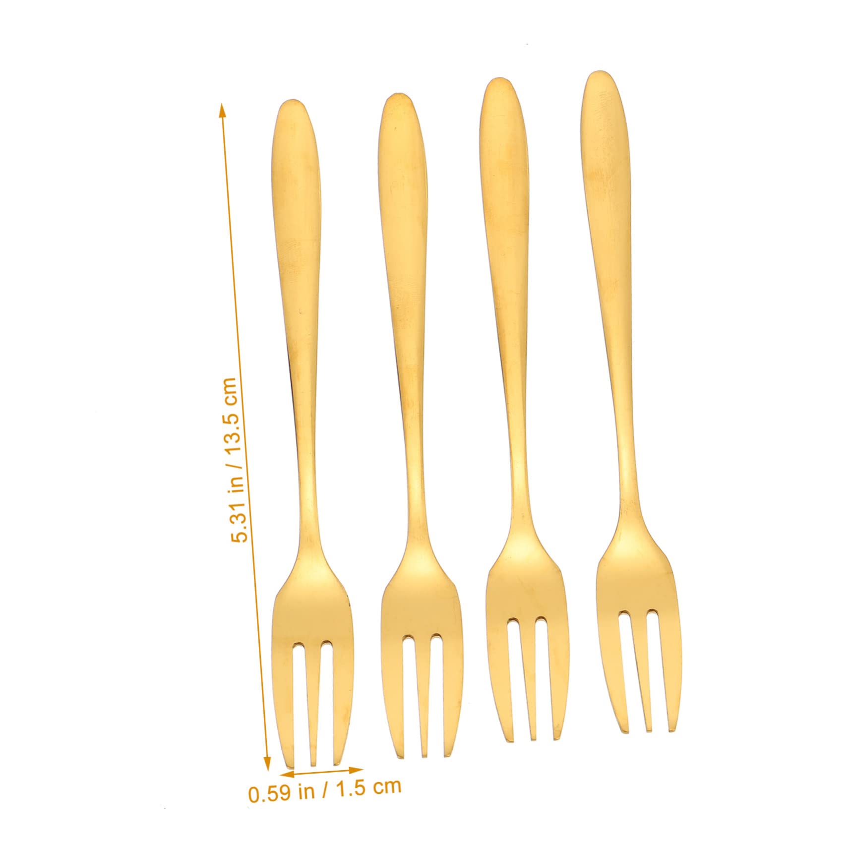 BRIGHTFUFU Fruit Forks 4pcs Dessert Forks Stainless Steel Food Picks Three Prong Toothpicks Charcuterie Serving Utensils Silverware for Dinner