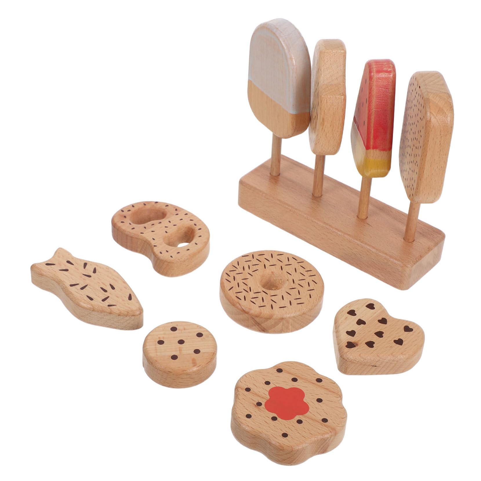 Abaodam Giocattoli per Ragazzo Ragazza Gelato e Ciambelle in Legno Simulazione di Cibo da Cucina Accessori per Giochi di Ruolo Giocattoli da Cucina Cibo Finto per Ragazzo Ragazza