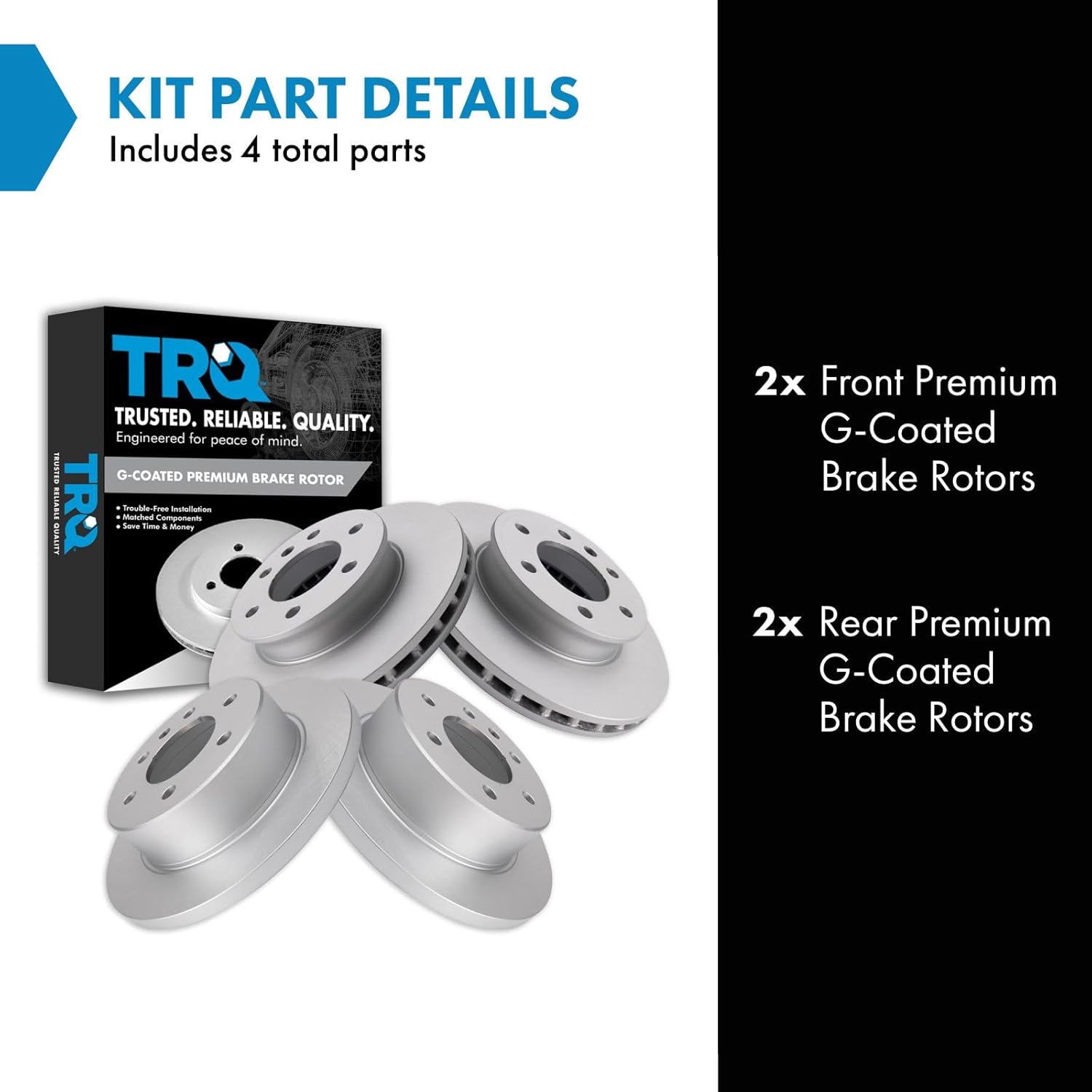 TRQ Front and Rear Brake Rotors Set Premium G-Coated Compatible with 2007-2009 Dodge Sprinter 2500 Sprinter 3500 2007-2018 Freightliner 2010-2018 Mercedes-Benz