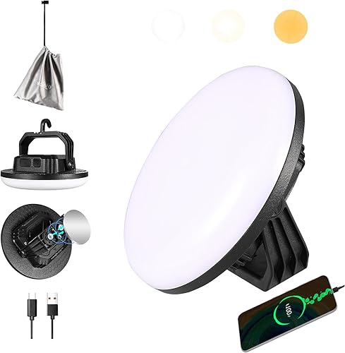 VAVOFO Linterna LED de camping recargable de 4000 lúmenes, 15,000 mAh, 3 modos de iluminación, 180 LED, luz portátil para tienda de campaña con