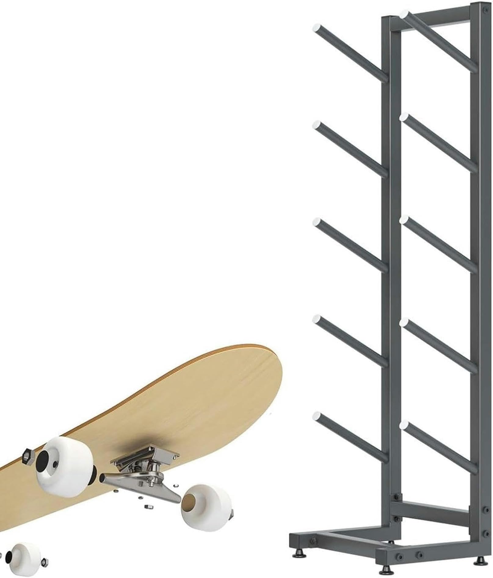 LIEOWYD Home Gym Organize Holder, 5-Layer Snowboard Display Rack,Standing Metal Snowboard Storage Rack, Floor Display Stand for Garage/Shop,110x30x30cm