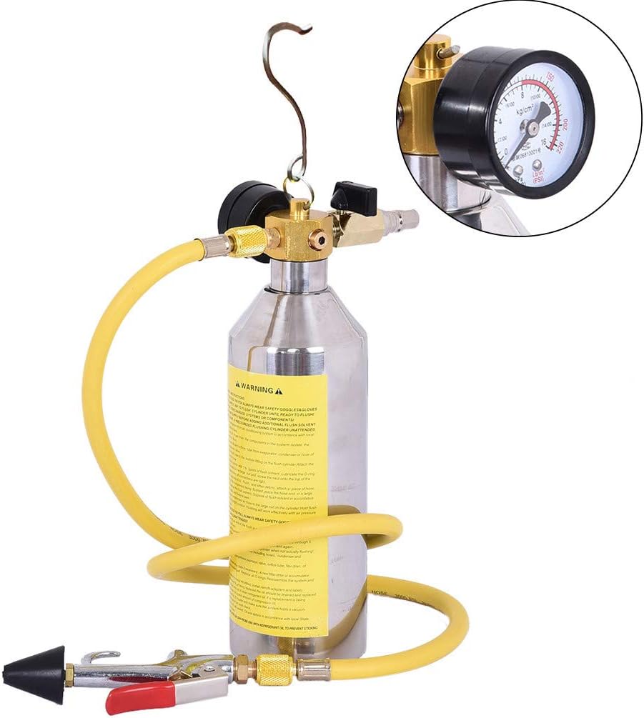 AC Flush Kit, Car Air Conditioner System Clean Canister Flushing Gun Tool Set for Auto R134 R12 R22 R410 R404