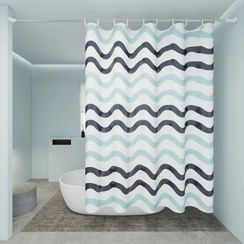 Rideau de douche motif ondulé pour une salle de bain zen et moderne au quotidien
