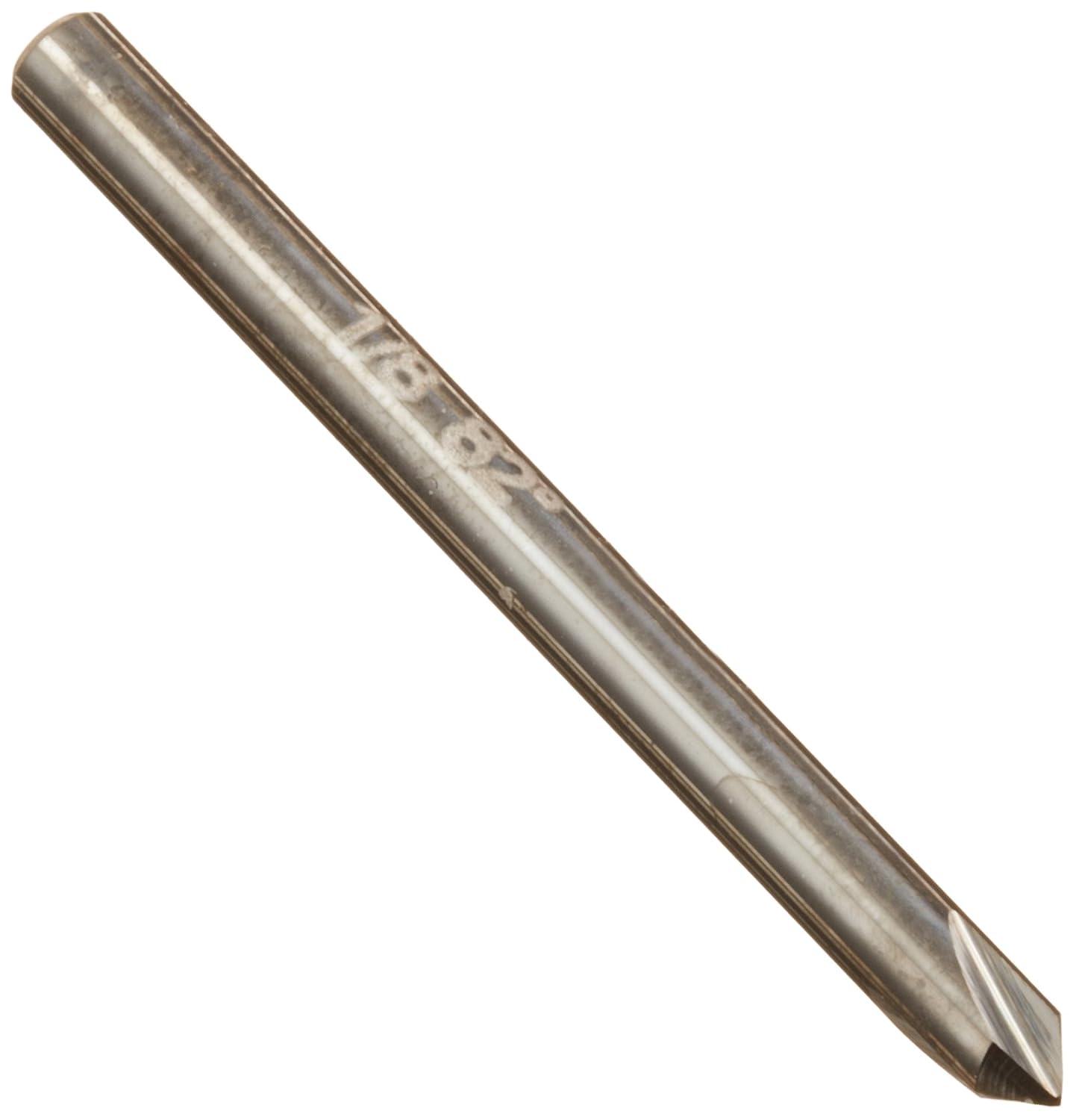 KEO 55750 Solid Carbide Single-End Countersink, Uncoated (Bright) Finish, 3 Flutes, 82 Degree Point Angle, Round Shank, 1/8" Shank Diameter, 1/8" Body Diameter