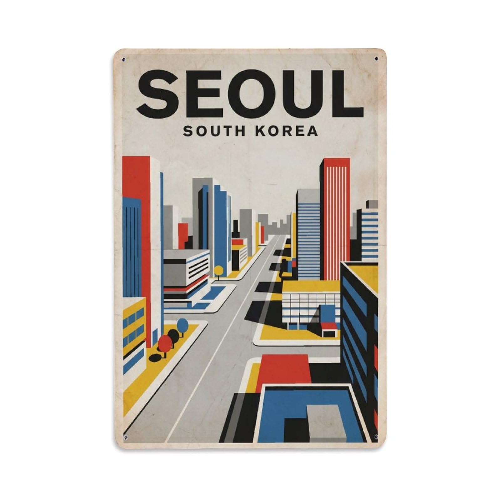 Metal Tin Sign Vintage Travel Seoul Korea Modern