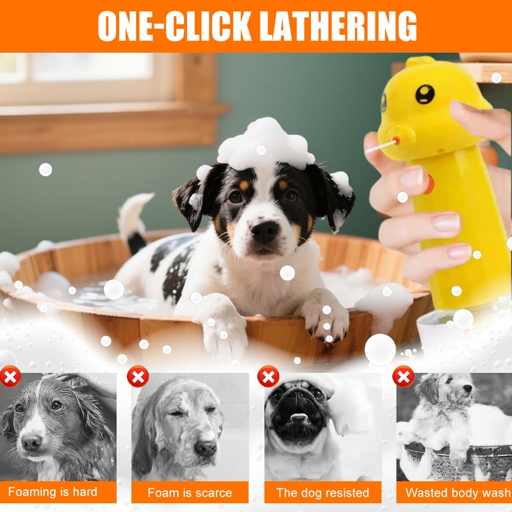 Distributeur de savon automatique pour chien, distributeur de savon en mousse pour baignoire pour chien, machine à mousse pour chien avec brosse pour chien, distributeur électrique de mousse pour